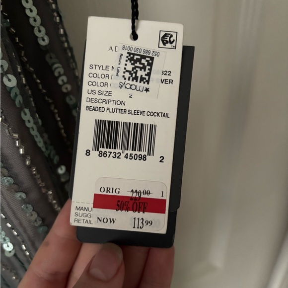 Adrianna Papell Beaded Flutter Sleeve Cocktail Dress - Picture 3 of 3